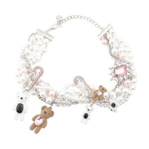 BETSEY JOHNSON Teddy Girl Drama Charm Necklace
